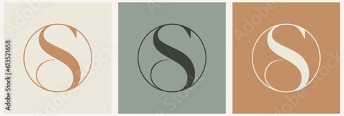 Letter Logo Luxury. Art Deco style logotype design for luxury company branding. Premium identity design. Letter S