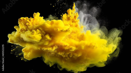 Beautiful abstract art with yellow splash 3d on black background for banners, flyers, posters, design