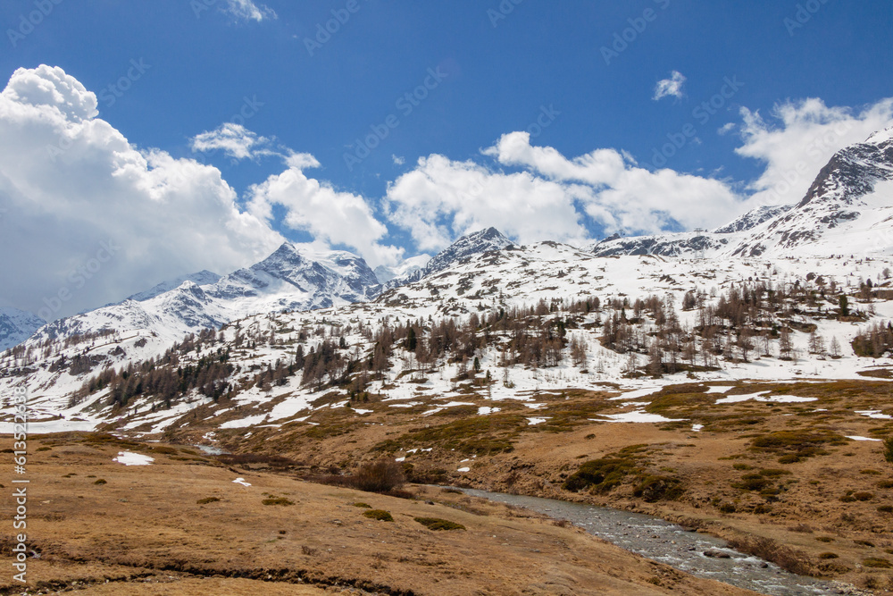 alpine landscape during the spring thaw