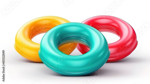 Set of inflatable rings in different colors. Generative Ai