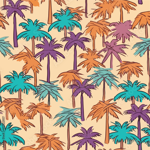 Seamless Colorful Hawaii Palms Pattern. Seamless pattern of Hawaii Palms in colorful style. Add color to your digital project with our pattern 