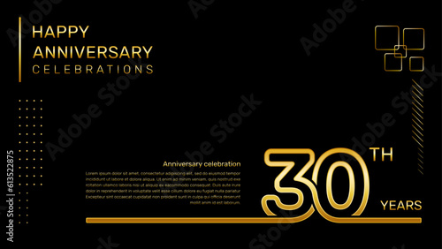 30 year anniversary template with gold color number and text, vector template