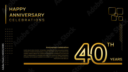 40 year anniversary template with gold color number and text, vector template