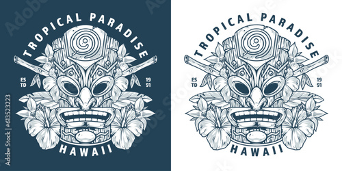 Hawaiian tropical islands sticker monochrome