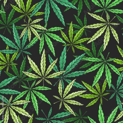 Cannabis leaves pattern seamless colorful