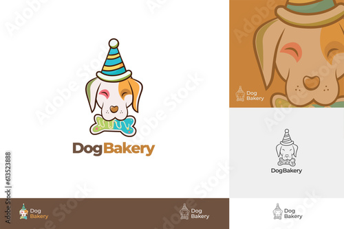 Dog bakery vector logo design template.