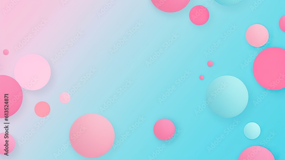 Striking Geometric Pink Polka Dot Banner on a Pastel Blue Background. Generative AI