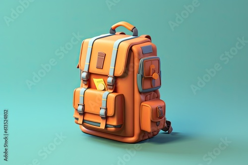 Fun School Backpack Hiking Rendered in Clean 3D Illustration: Generative AI
