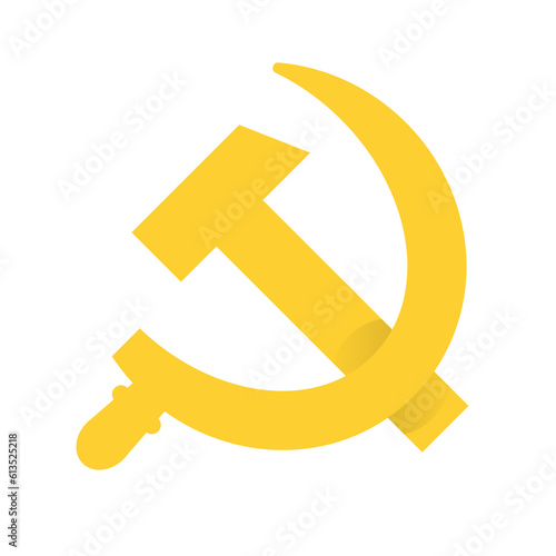 Flat design sickle and hammer icon. Communist icon. Vector.