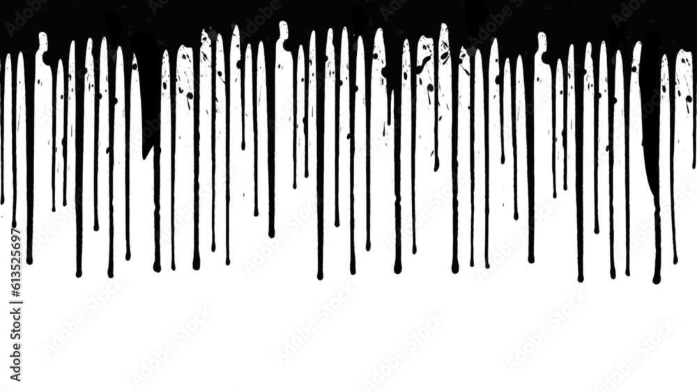 Black Ink Drips Dripping from the top of the screen. On A White Background. Alpha Matte Black Ink Drips Dripping from the top of the screen. On A White Background. Alpha Matte