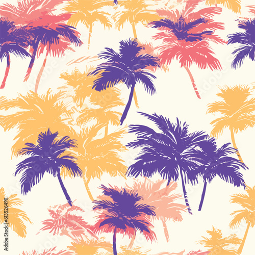 Seamless Colorful Hawaii Palms Pattern. Seamless pattern of Hawaii Palms in colorful style. Add color to your digital project with our pattern!