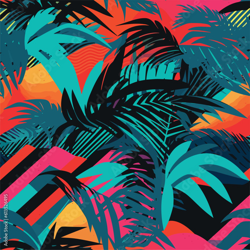 Seamless Colorful Hawaii Palms Pattern. Seamless pattern of Hawaii Palms in colorful style. Add color to your digital project with our pattern!
