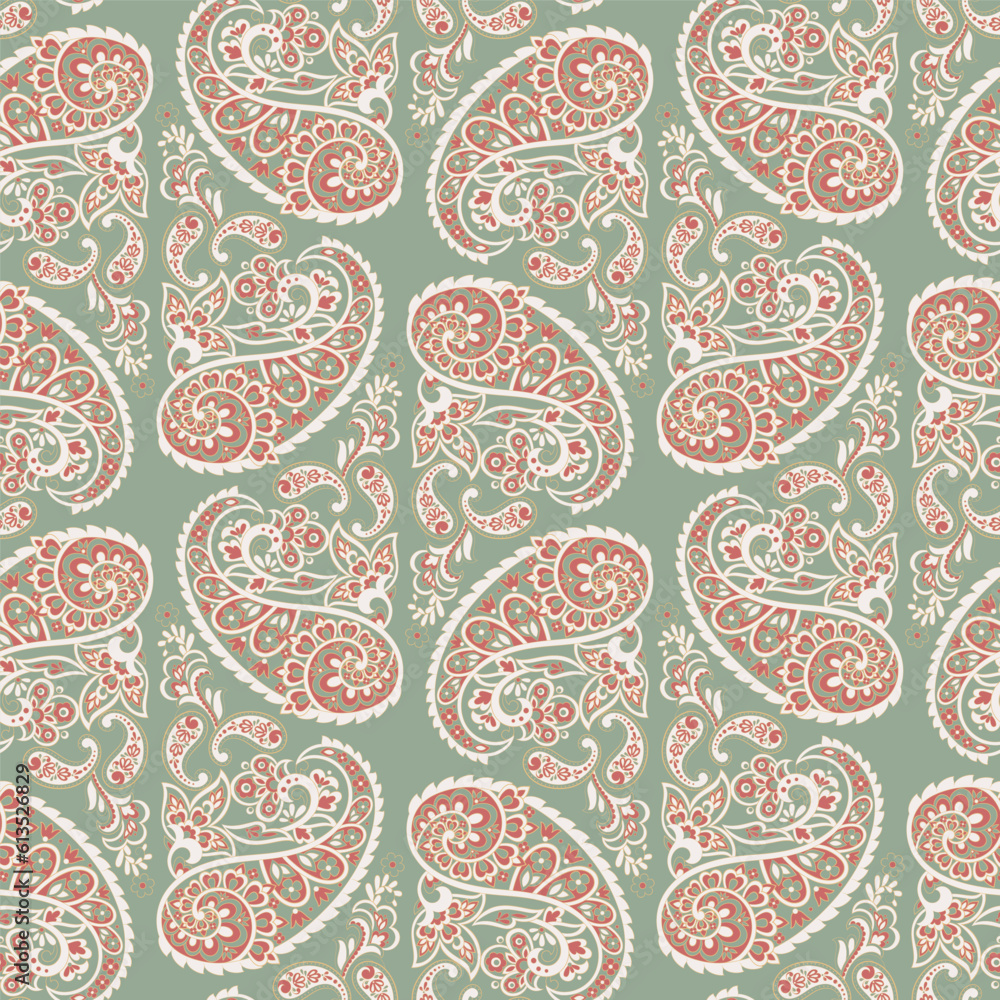 Paisley seamless vector pattern. Fabric Indian floral ornament 