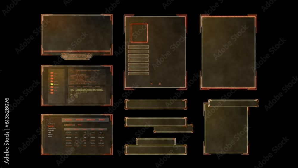 HUD UI Elements. Futuristic style. Game UI. Sci-fi screens.	
