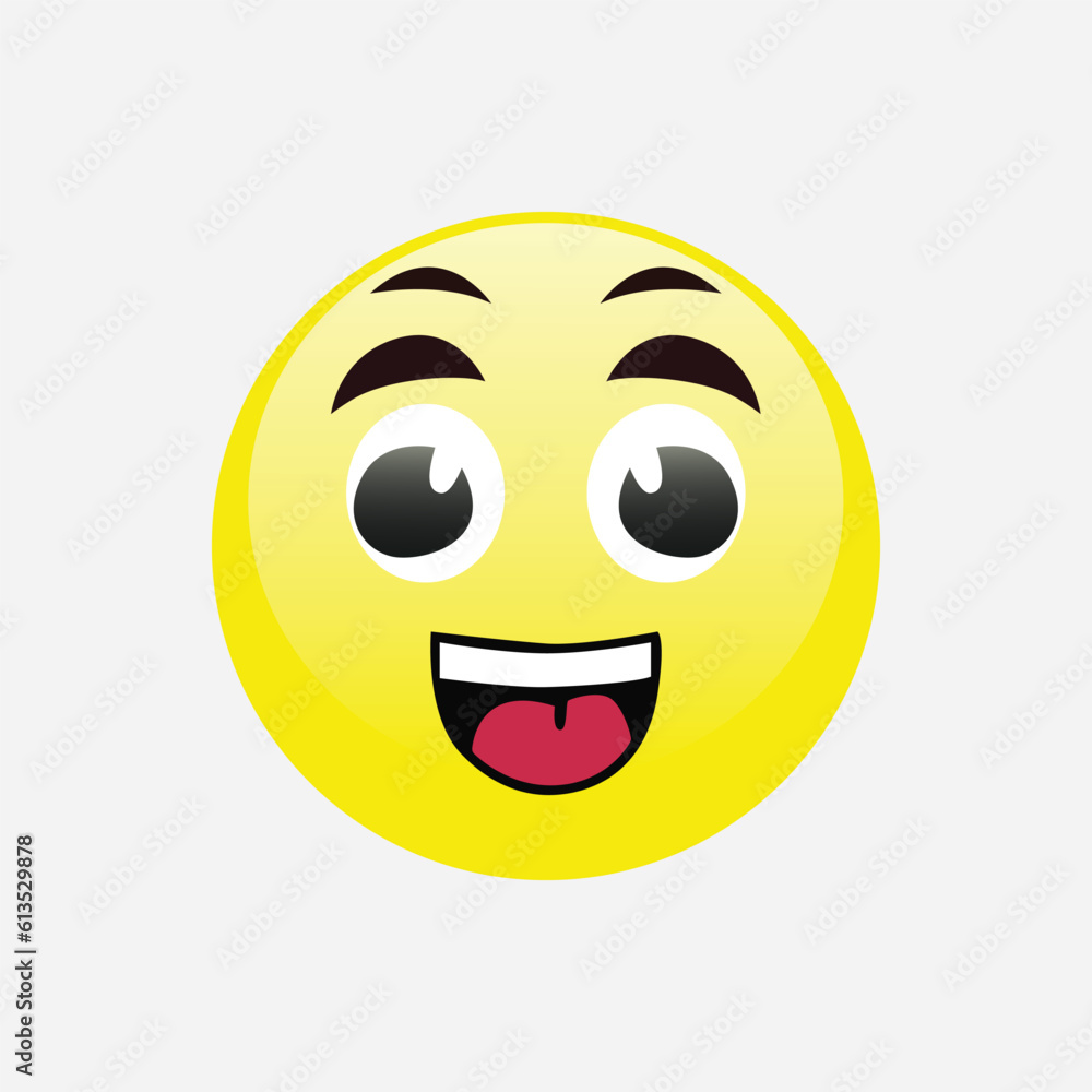 Fototapeta premium Smiling face with open mouth and laughing eyes Large size of yellow emoji smile, vector eps 10