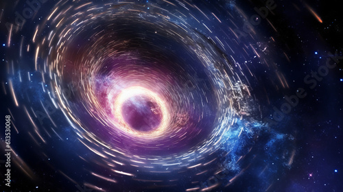 Illustration of a wormhole in space