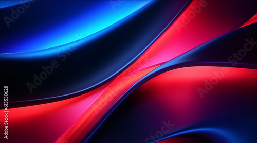 Abstract blue and red wavy futuristic background. Futuristic blue and red technology abstract background with neon glowing waves
