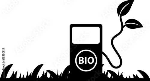 Bio fuel or biofuel day, pump or biodiesel.Bio fuels are available in solid, liquid or gaseous form. Vector refill symbol. Car fill location, Car filling station, Biofuel is fuel made from biomass..ep
