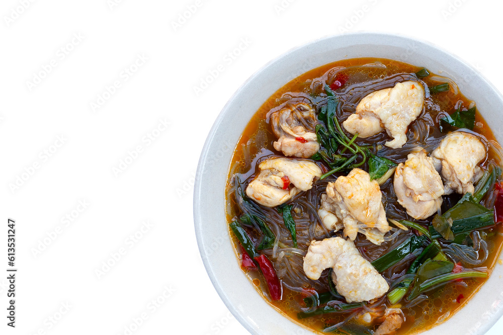 Spicy chicken soup with vermicelli or glass noodle Spicy chicken soup with vermicelli or glass noodle