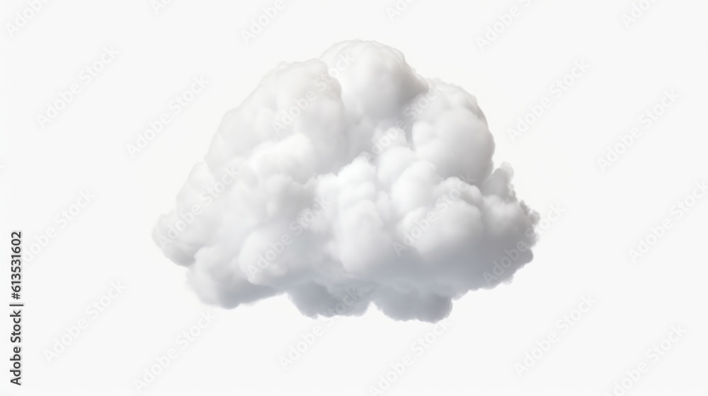 White clouds isolated on white background. Generative AI White clouds isolated on white background. Generative AI