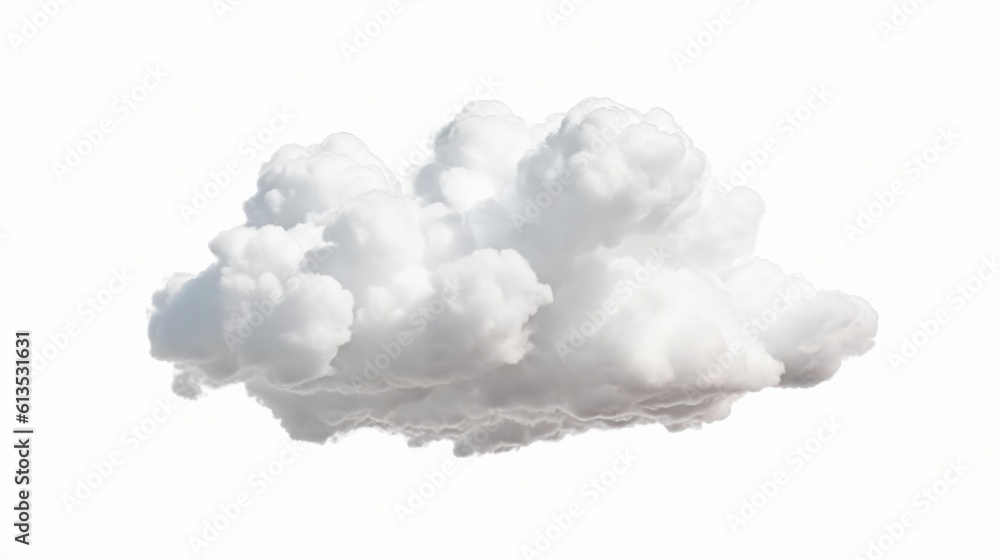 White clouds isolated on white background. Generative AI White clouds isolated on white background. Generative AI