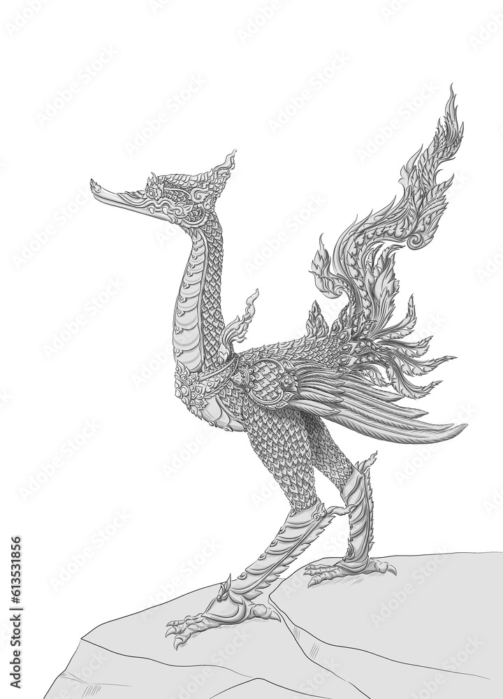 Fototapeta premium Illustration drawings of Hongsa the Himmapan creatures in Thai culture