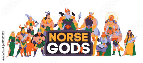 Norse Gods Cartoon Illustration