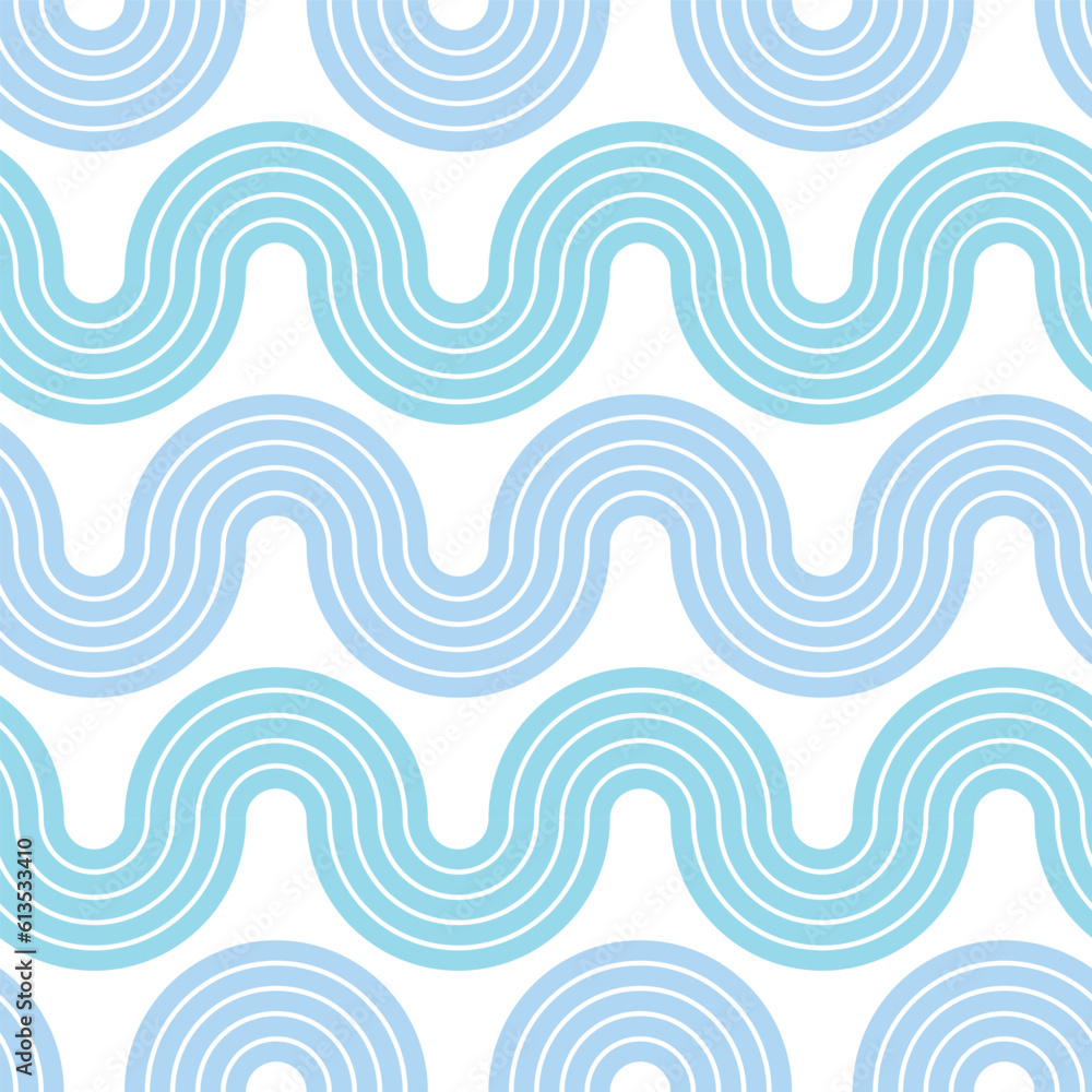 Cute Pastel Blue Wave Stripes Seamless Vector Repeat Pattern Cute Pastel Blue Wave Stripes Seamless Vector Repeat Pattern