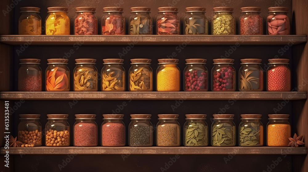 Still life with various spices. Generative Ai