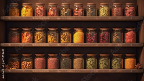 Still life with various spices. Generative Ai