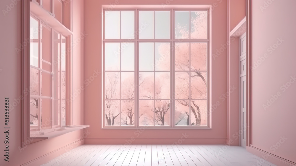 Room with window and surreal view. Generative Ai Room with window and surreal view. Generative Ai