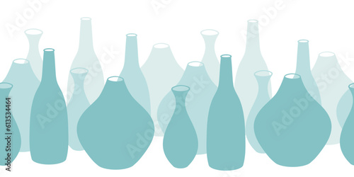 Blue Pottery Border Seamless Vector Repeat Pattern