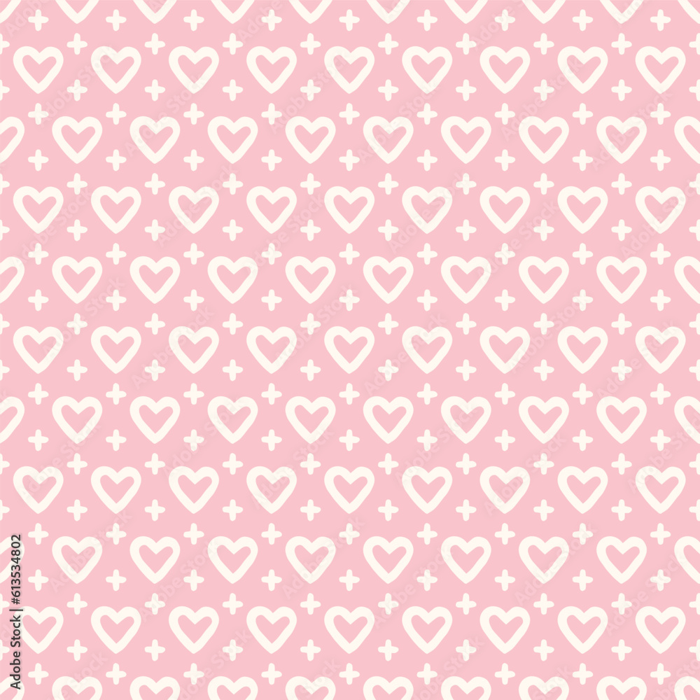 Pastel Pink Cute Heart Doodle Seamless Vector Repeat Pattern Pastel Pink Cute Heart Doodle Seamless Vector Repeat Pattern