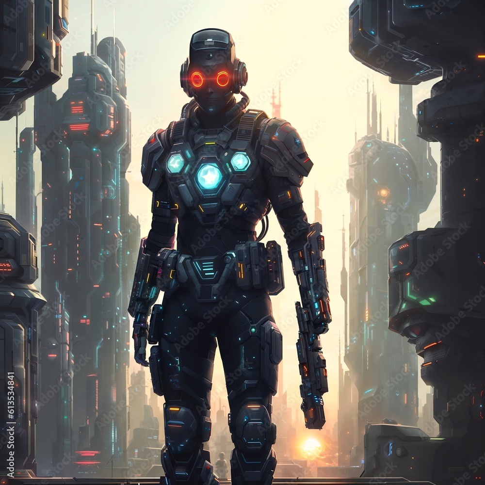 futuristic of future soldier army in armor suit at modern world, generative AI futuristic of future soldier army in armor suit at modern world, generative AI