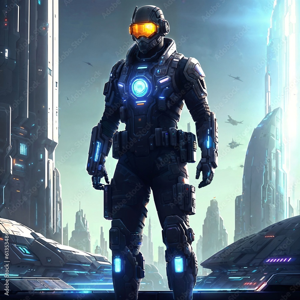 futuristic of future soldier army in armor suit at modern world, generative AI futuristic of future soldier army in armor suit at modern world, generative AI