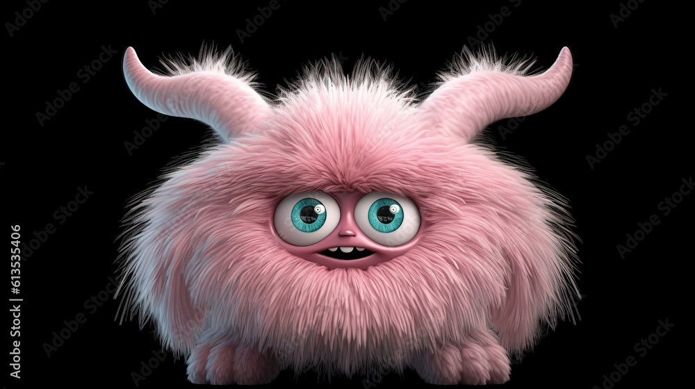 Fototapeta premium Anthropomorphic monster with two horns on its head