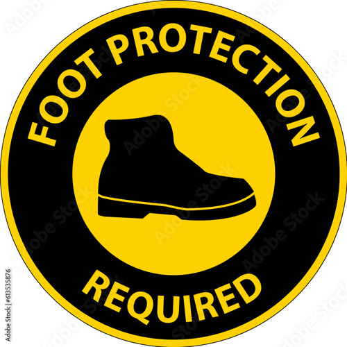 Notice Foot Protection Required Wall Sign on white background