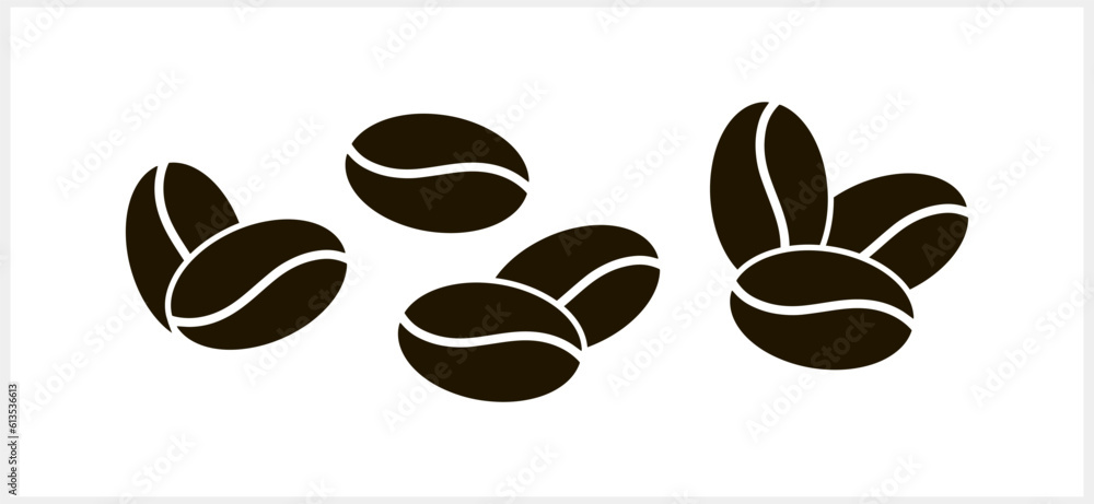 Coffee bean icon isolated. Stencil food drink clipart. Vector stock illustration EPS 10