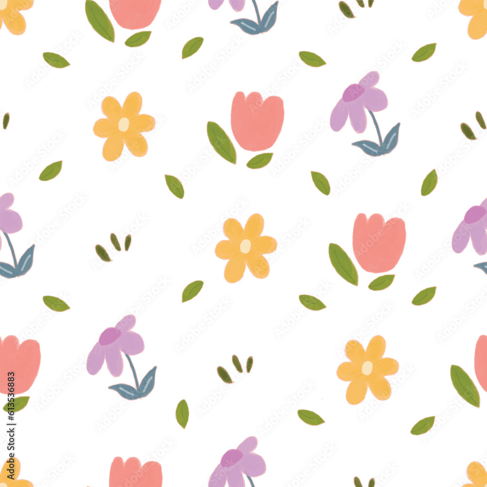 seamless pattern floral watercolor style