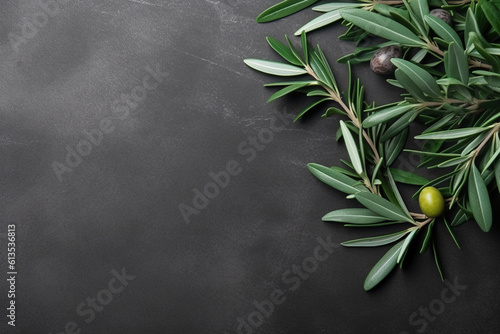 A photo of an minimalist olives background. AI generative