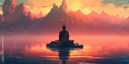 Meditation and spirituality background banner or wallpaper, concept of enlightenment and buddhism © Artofinnovation
