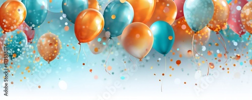 Birthday background with balloons and confetti birthday card or invitation design Generative AI