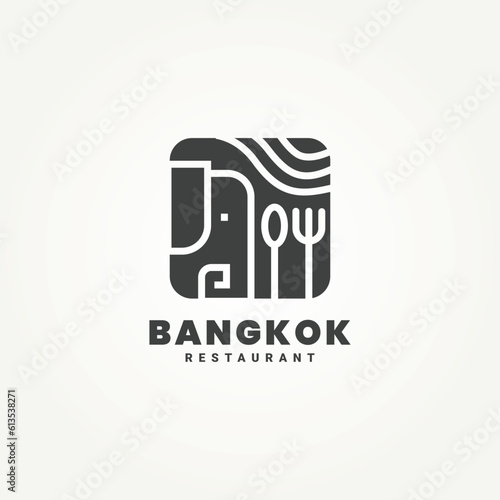 minimalist thai bangkok cuisine icon logo template vector illustration design. simple modern icon of asian food or Thailand restaurant menu