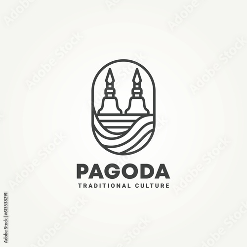 minimalist pagoda culture icon logo template vector illustration design. simple modern traditional asian temple architecture logo concept