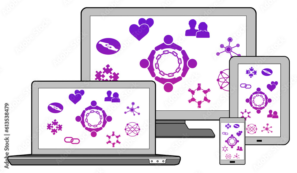 Fototapeta premium Friendship concept on different devices