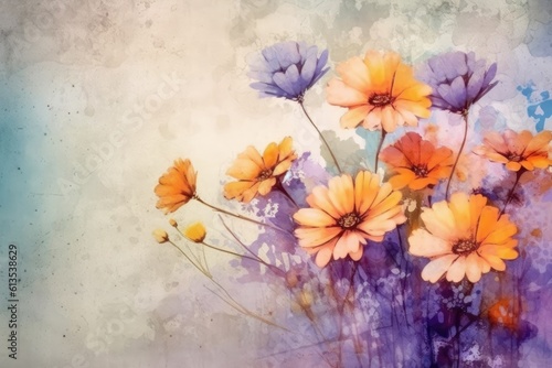 Flowers drawn in pastel colors  beautiful floral bouquet. Generative AI