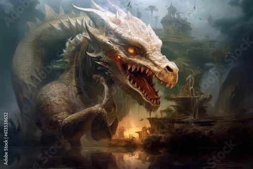 Dragons and fantasy artificial intelligence image. Generative AI © kardaska