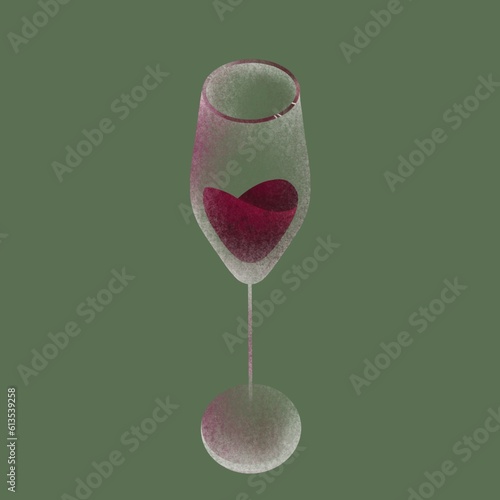 A glass of red wine. Color illustration, phone wallpaper.