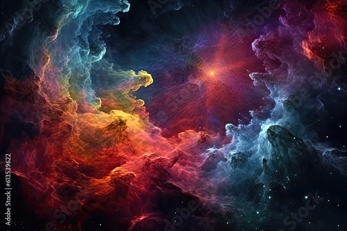 Bright cosmic nebula outer space illustration.
