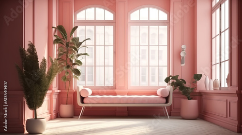 Romantic interior background, scandinavian style, 3D render. Generative Ai